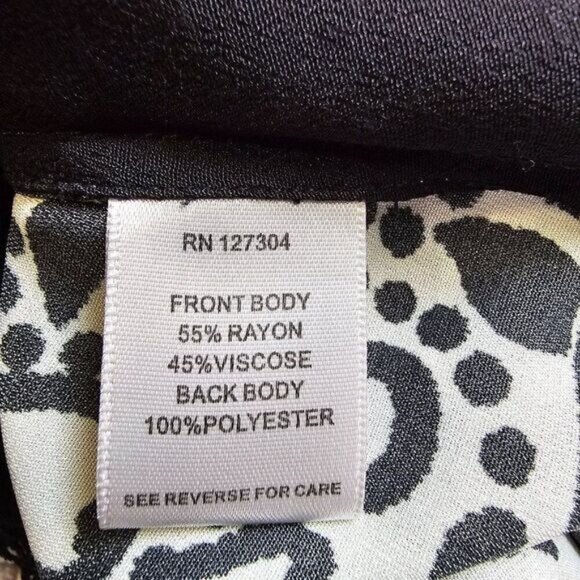 EUC LIKE NEW JOHN MARK BLACK WHITE EMBROIDERED CLASSY FRINGED TOP SIZE M - Picture 14 of 16